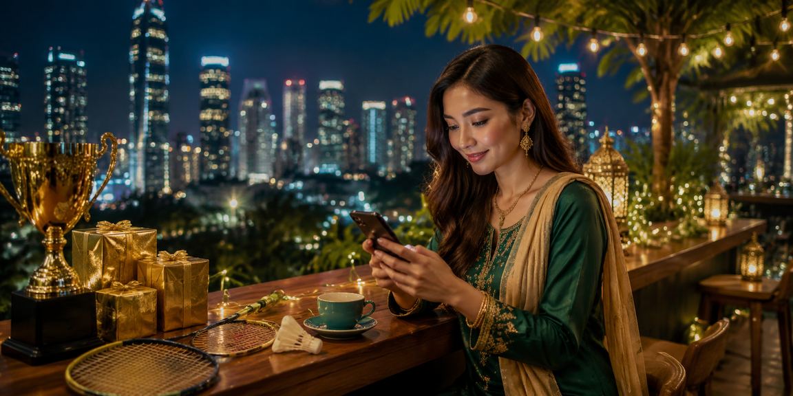 Pengguna di Petaling Jaya mendaftar akaun cb750 melalui telefon pintar semasa Hari Raya